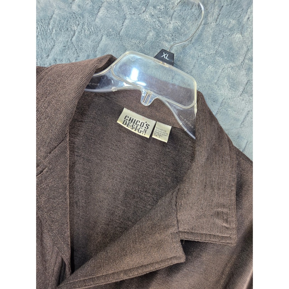 Chicos Design Brown Marled Knit Button Up Cardigan Jacket Size 2 Large XL